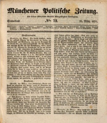 Münchener politische Zeitung (Süddeutsche Presse) Samstag 25. März 1837