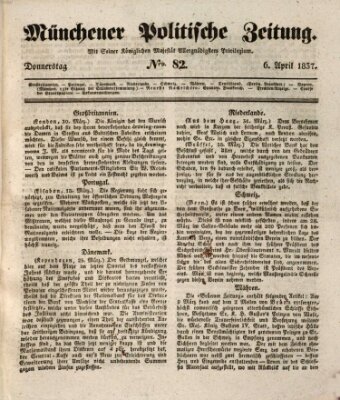 Münchener politische Zeitung (Süddeutsche Presse) Donnerstag 6. April 1837