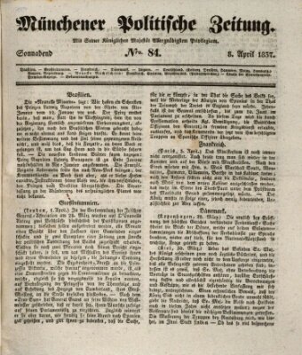 Münchener politische Zeitung (Süddeutsche Presse) Samstag 8. April 1837