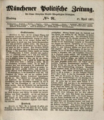 Münchener politische Zeitung (Süddeutsche Presse) Montag 17. April 1837