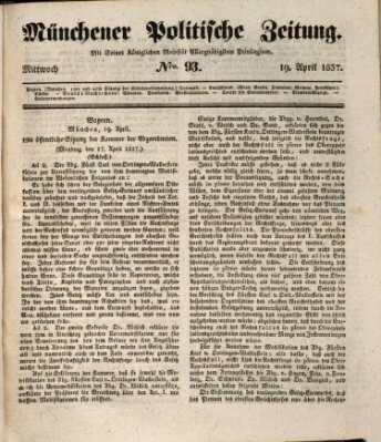 Münchener politische Zeitung (Süddeutsche Presse) Mittwoch 19. April 1837