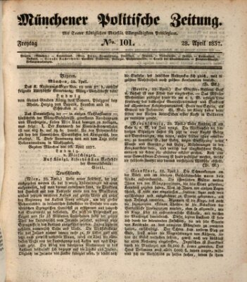 Münchener politische Zeitung (Süddeutsche Presse) Freitag 28. April 1837