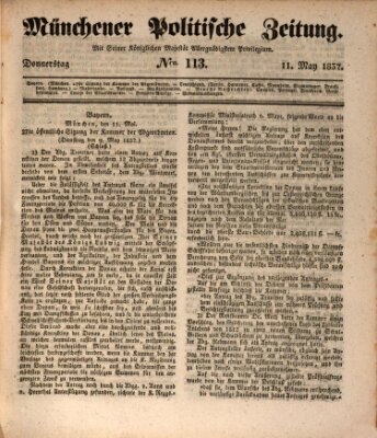 Münchener politische Zeitung (Süddeutsche Presse) Donnerstag 11. Mai 1837