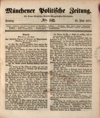 Münchener politische Zeitung (Süddeutsche Presse) Freitag 16. Juni 1837