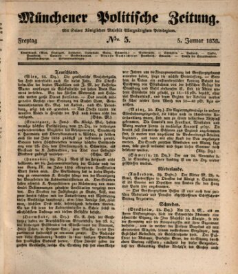 Münchener politische Zeitung (Süddeutsche Presse) Freitag 5. Januar 1838