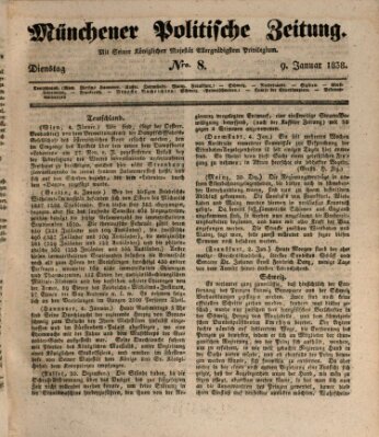 Münchener politische Zeitung (Süddeutsche Presse) Dienstag 9. Januar 1838