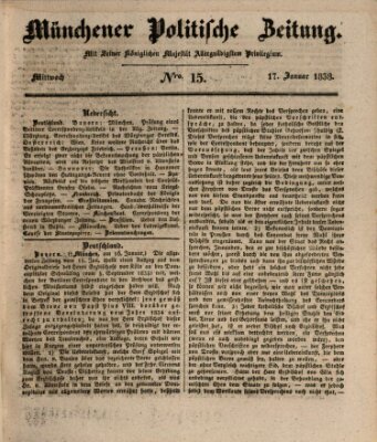 Münchener politische Zeitung (Süddeutsche Presse) Mittwoch 17. Januar 1838