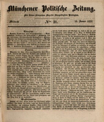 Münchener politische Zeitung (Süddeutsche Presse) Mittwoch 24. Januar 1838