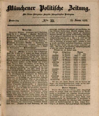 Münchener politische Zeitung (Süddeutsche Presse) Donnerstag 25. Januar 1838