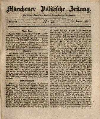 Münchener politische Zeitung (Süddeutsche Presse) Mittwoch 31. Januar 1838