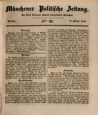 Münchener politische Zeitung (Süddeutsche Presse) Dienstag 6. Februar 1838