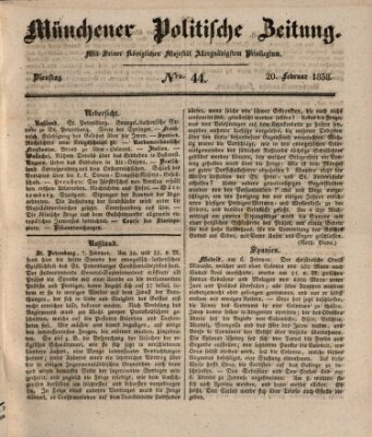 Münchener politische Zeitung (Süddeutsche Presse) Dienstag 20. Februar 1838