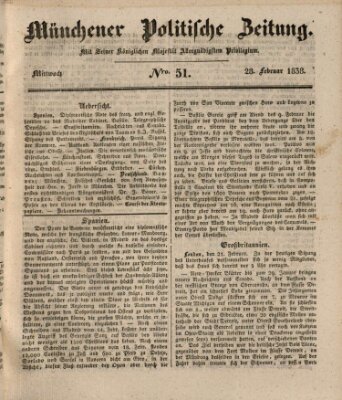 Münchener politische Zeitung (Süddeutsche Presse) Mittwoch 28. Februar 1838