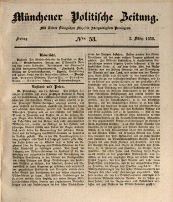 Münchener politische Zeitung (Süddeutsche Presse) Freitag 2. März 1838