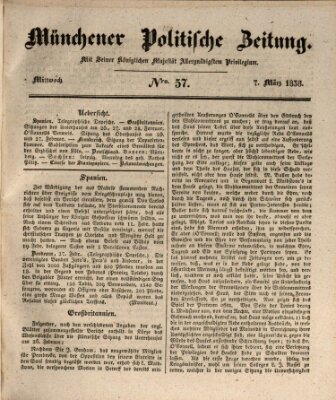 Münchener politische Zeitung (Süddeutsche Presse) Mittwoch 7. März 1838