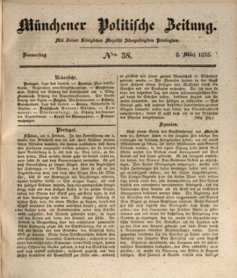 Münchener politische Zeitung (Süddeutsche Presse) Donnerstag 8. März 1838