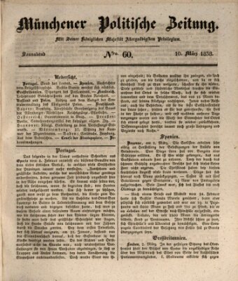 Münchener politische Zeitung (Süddeutsche Presse) Samstag 10. März 1838