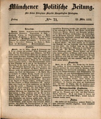 Münchener politische Zeitung (Süddeutsche Presse) Freitag 23. März 1838