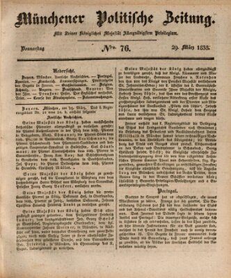 Münchener politische Zeitung (Süddeutsche Presse) Donnerstag 29. März 1838