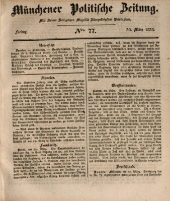Münchener politische Zeitung (Süddeutsche Presse) Freitag 30. März 1838