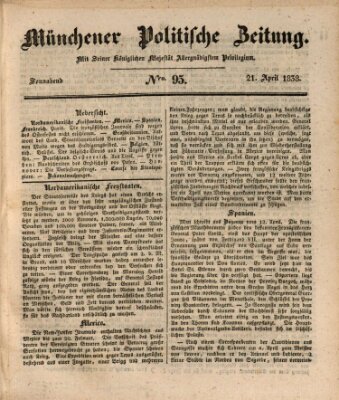 Münchener politische Zeitung (Süddeutsche Presse) Samstag 21. April 1838