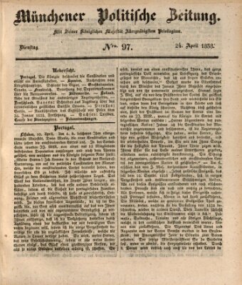 Münchener politische Zeitung (Süddeutsche Presse) Dienstag 24. April 1838