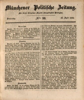 Münchener politische Zeitung (Süddeutsche Presse) Donnerstag 26. April 1838