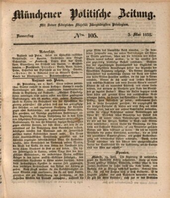 Münchener politische Zeitung (Süddeutsche Presse) Donnerstag 3. Mai 1838