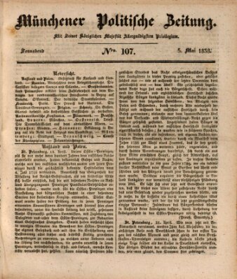 Münchener politische Zeitung (Süddeutsche Presse) Samstag 5. Mai 1838
