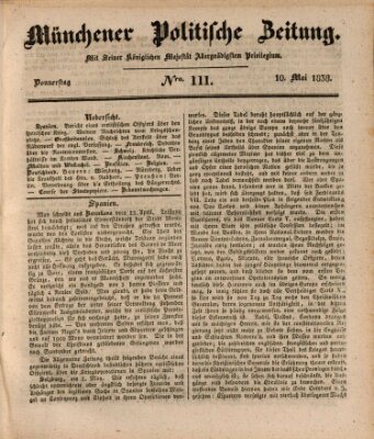 Münchener politische Zeitung (Süddeutsche Presse) Donnerstag 10. Mai 1838