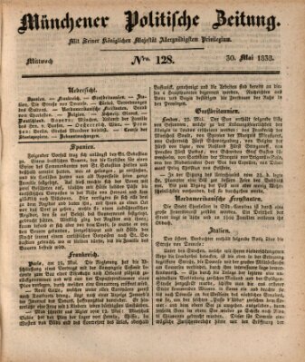 Münchener politische Zeitung (Süddeutsche Presse) Mittwoch 30. Mai 1838