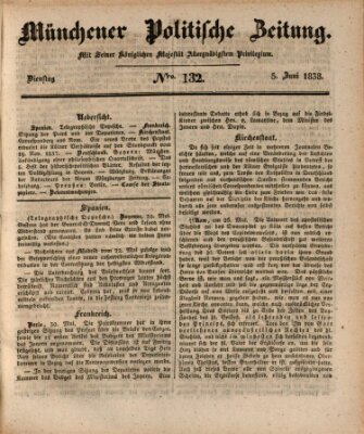 Münchener politische Zeitung (Süddeutsche Presse) Dienstag 5. Juni 1838