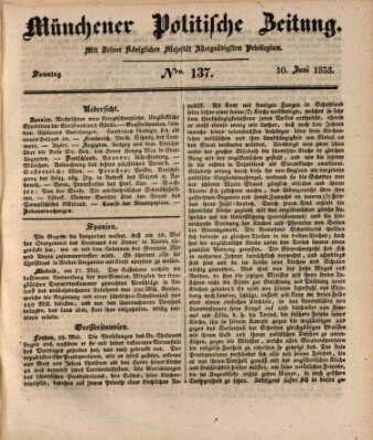 Münchener politische Zeitung (Süddeutsche Presse) Sonntag 10. Juni 1838