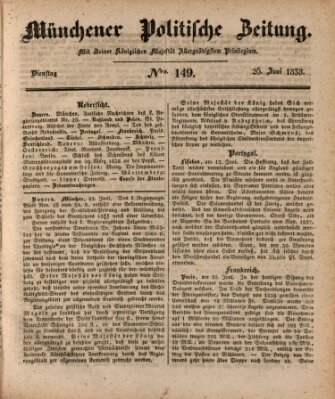 Münchener politische Zeitung (Süddeutsche Presse) Dienstag 26. Juni 1838