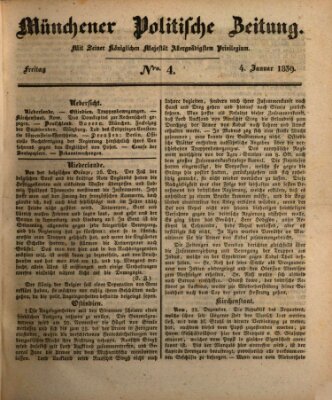 Münchener politische Zeitung (Süddeutsche Presse) Freitag 4. Januar 1839