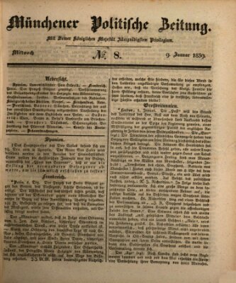 Münchener politische Zeitung (Süddeutsche Presse) Mittwoch 9. Januar 1839