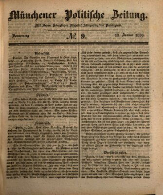 Münchener politische Zeitung (Süddeutsche Presse) Donnerstag 10. Januar 1839