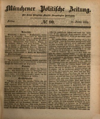 Münchener politische Zeitung (Süddeutsche Presse) Freitag 11. Januar 1839