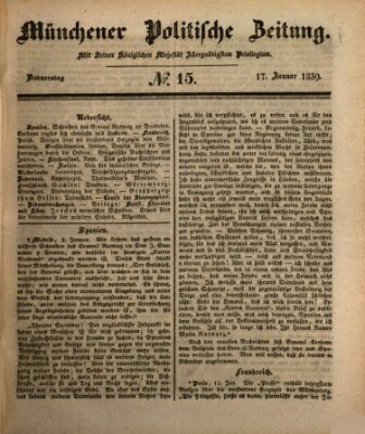 Münchener politische Zeitung (Süddeutsche Presse) Donnerstag 17. Januar 1839