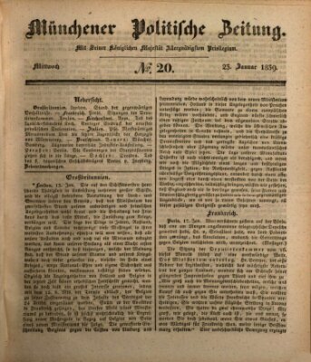 Münchener politische Zeitung (Süddeutsche Presse) Mittwoch 23. Januar 1839