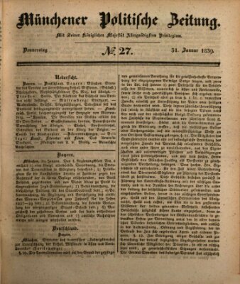 Münchener politische Zeitung (Süddeutsche Presse) Donnerstag 31. Januar 1839