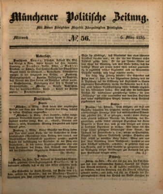 Münchener politische Zeitung (Süddeutsche Presse) Mittwoch 6. März 1839