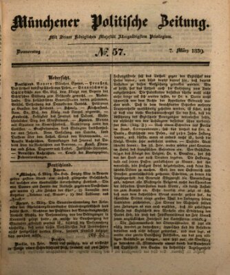 Münchener politische Zeitung (Süddeutsche Presse) Donnerstag 7. März 1839