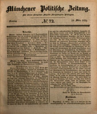 Münchener politische Zeitung (Süddeutsche Presse) Sonntag 24. März 1839