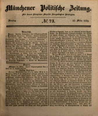 Münchener politische Zeitung (Süddeutsche Presse) Dienstag 26. März 1839