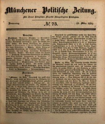 Münchener politische Zeitung (Süddeutsche Presse) Donnerstag 28. März 1839