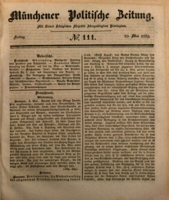 Münchener politische Zeitung (Süddeutsche Presse) Freitag 10. Mai 1839