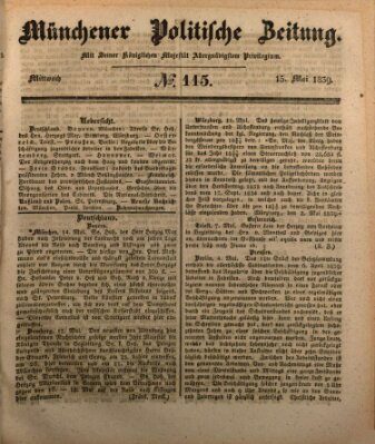 Münchener politische Zeitung (Süddeutsche Presse) Mittwoch 15. Mai 1839