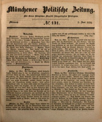 Münchener politische Zeitung (Süddeutsche Presse) Mittwoch 5. Juni 1839