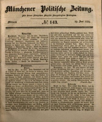 Münchener politische Zeitung (Süddeutsche Presse) Mittwoch 19. Juni 1839